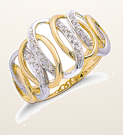 IT_ROLE:detail_crop | 9ct Two Colour Gold 0.10ctw Diamond Ring