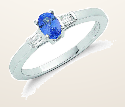 IT_ROLE:detail_crop | 9ct White Gold 0.11ct Diamond Baguette & 0.48ct Tanzanite Ring