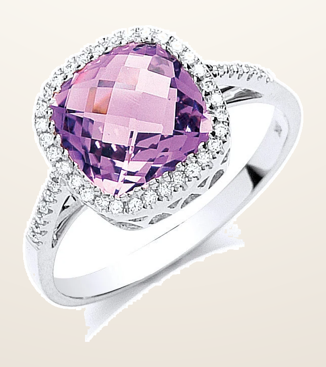 IT_ROLE:detail_crop | 9ct White Gold 0.15ct Diamond & 2.00ct Amethyst Ring