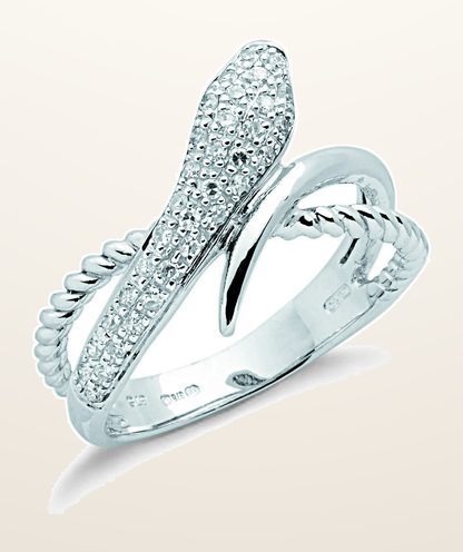 IT_ROLE:detail_crop | 9ct White Gold 0.15ct Diamond Snake Ring