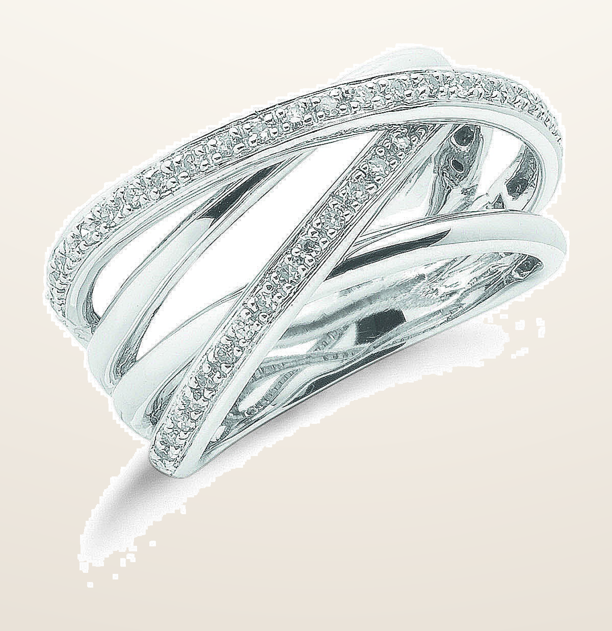 IT_ROLE:detail_crop | 9ct White Gold 0.25ct Diamond Crossover Ring