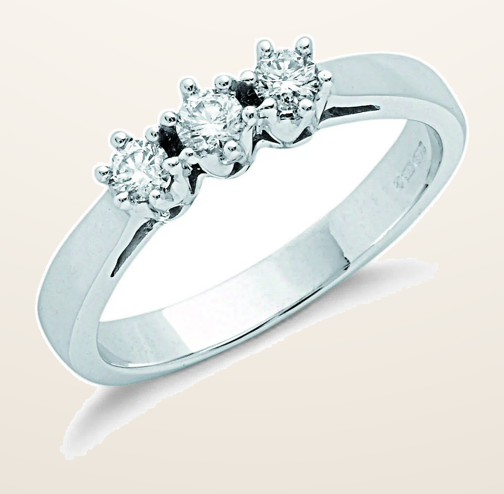IT_ROLE:detail_crop | 9ct White Gold 0.30ct Diamond Trilogy Ring