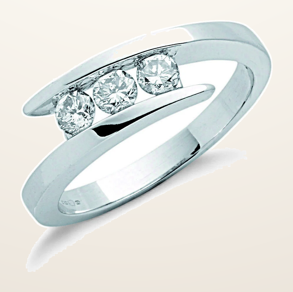 IT_ROLE:detail_crop | 9ct White Gold 0.50ct Diamond Trilogy Ring
