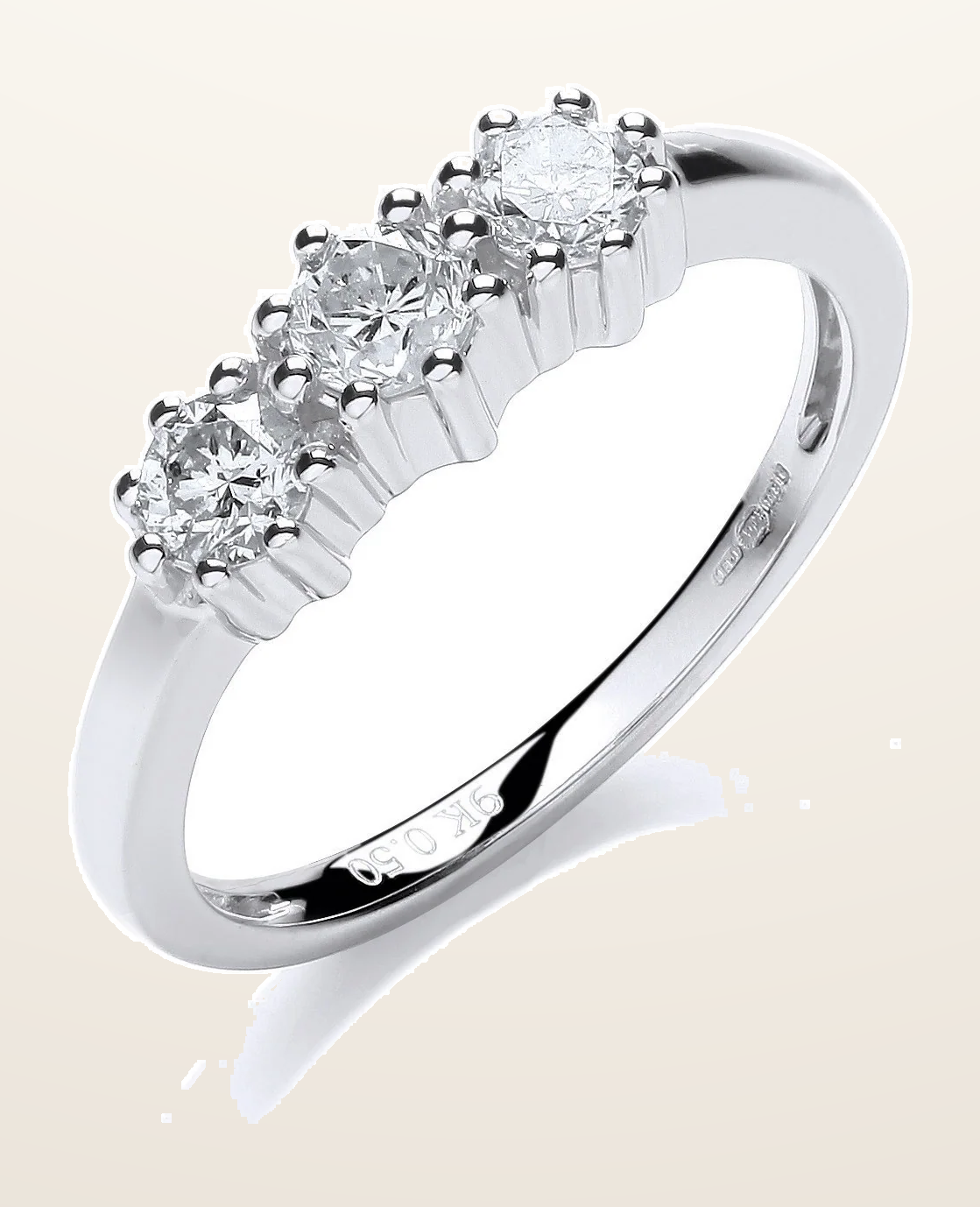 IT_ROLE:detail_crop | 9ct White Gold 0.50ct Diamond Trilogy Ring