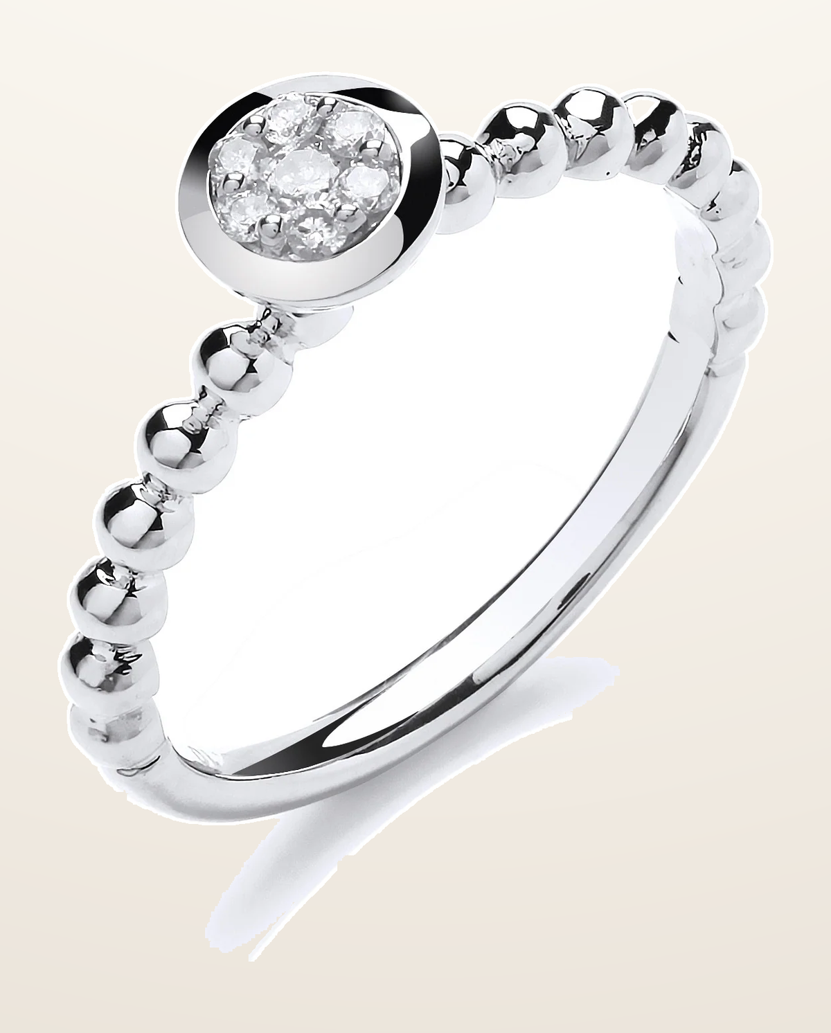 IT_ROLE:detail_crop | 9ct White Gold 0.10ct Fancy Beaded Shank Ring