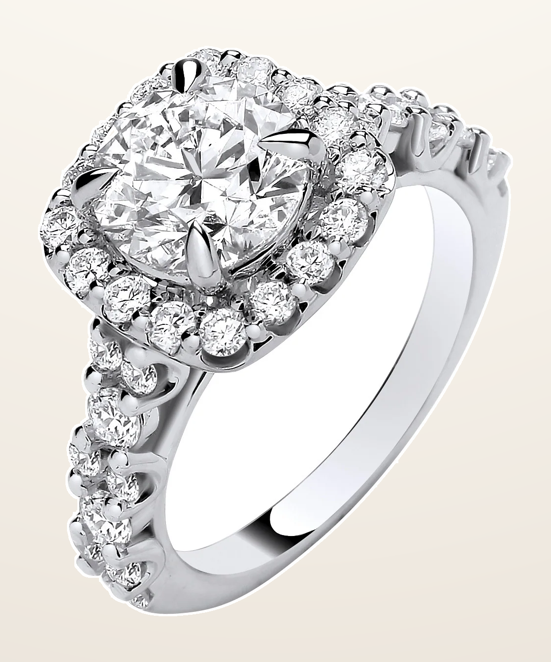 IT_ROLE:detail_crop | 9ct White Gold 3.05ctw Brilliant Cut Halo LAB GROWN Dress Ring IGI Certified