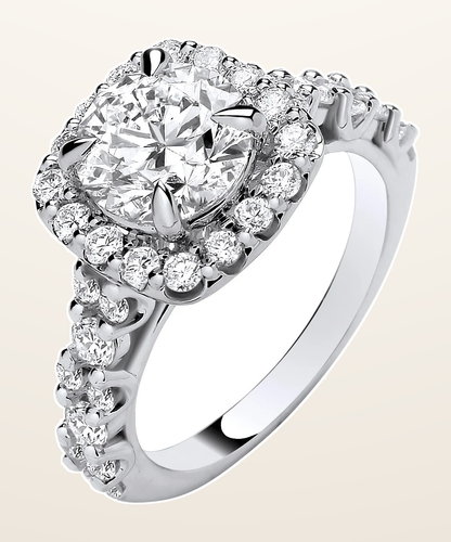 IT_ROLE:detail_crop | 9ct White Gold 3.05ctw Brilliant Cut Halo LAB GROWN Dress Ring IGI Certified