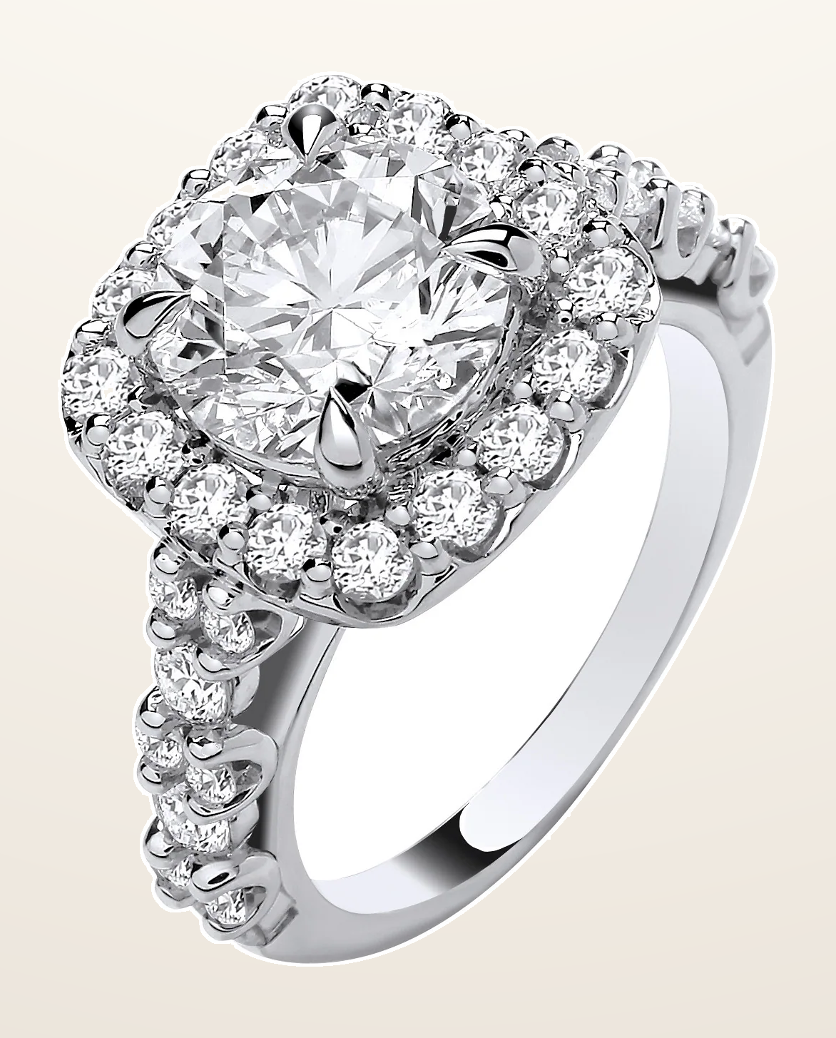 IT_ROLE:detail_crop | 9ct White Gold 4.05ctw Brilliant Cut Halo LAB GROWN Dress Ring IGI Certified