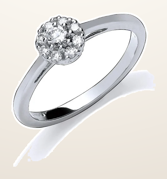 IT_ROLE:detail_crop | 9ct White Gold Claw Set Cluster 0.20ct Diamond Ring