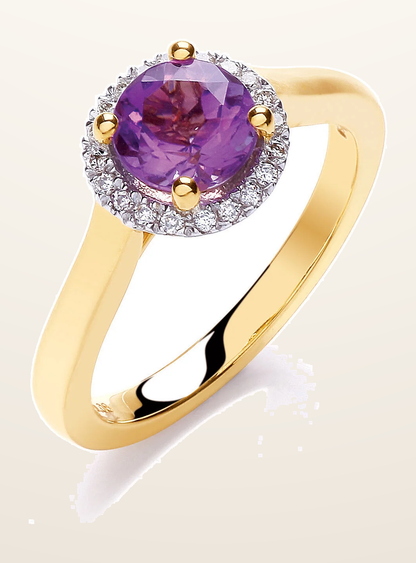 IT_ROLE:detail_crop | 9ct Yellow Gold 0.08ct Diamond 0.75-1.00ct Amethyst Ring