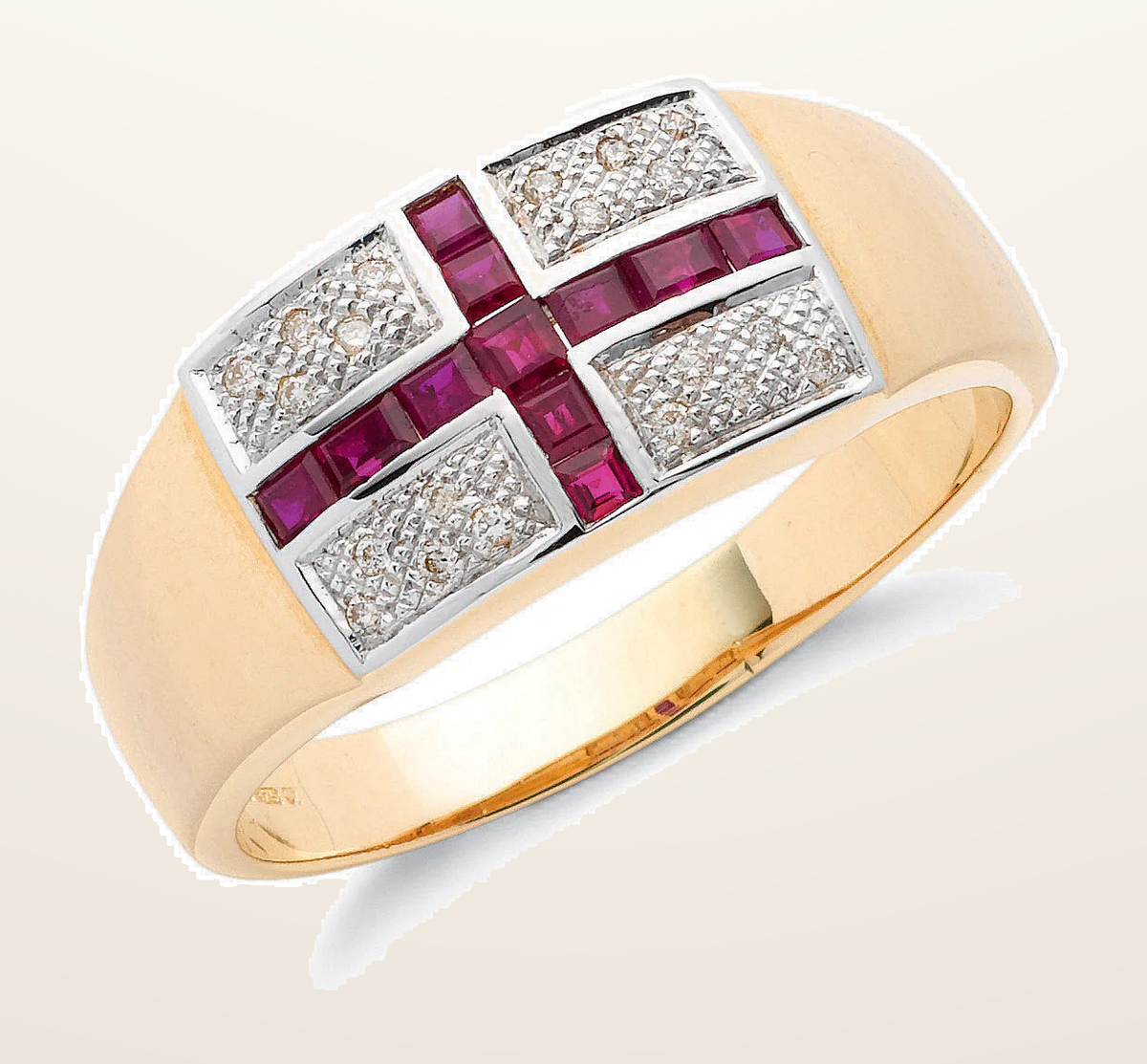 IT_ROLE:detail_crop | 9ct Yellow Gold 0.10ct Diamond & 0.70ct Ruby Saint George Ring