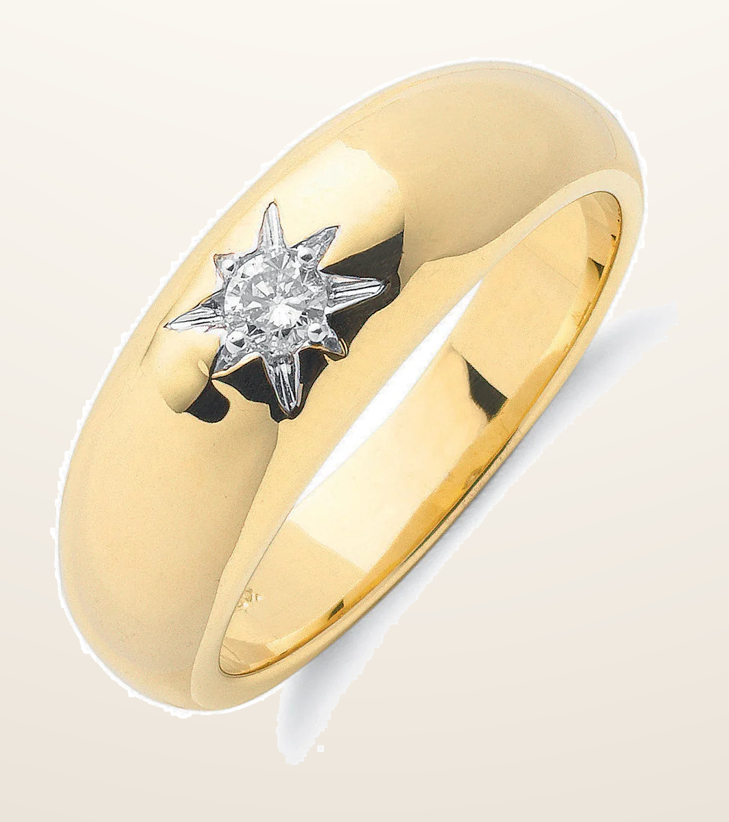 IT_ROLE:detail_crop | 9ct Yellow Gold 0.15ct Single Stone Diamond Band
