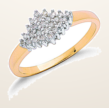 IT_ROLE:detail_crop | 9ct Yellow Gold 0.16ctw Diamond Cluster Ring