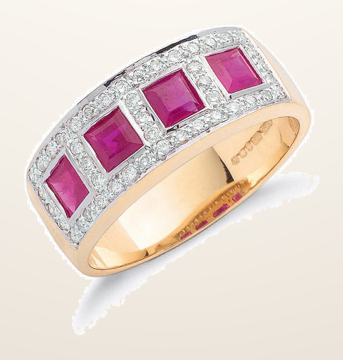 IT_ROLE:detail_crop | 9ct Yellow Gold 0.22ctw Diamond & 0.65ctw Ruby Eternity Ring