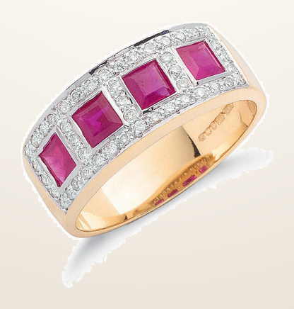 IT_ROLE:detail_crop | 9ct Yellow Gold 0.22ctw Diamond & 0.65ctw Ruby Eternity Ring