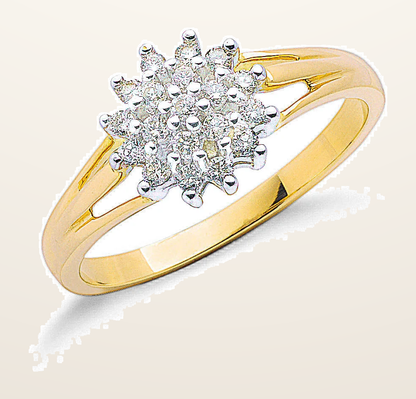 IT_ROLE:detail_crop | 9ct Yellow Gold 0.25ctw Diamond Cluster Ring