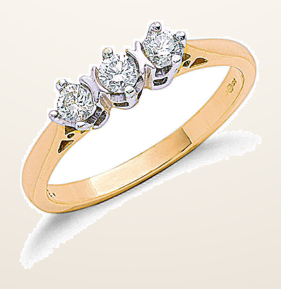 IT_ROLE:detail_crop | 9ct Yellow Gold 0.33ct Diamond Trilogy Ring