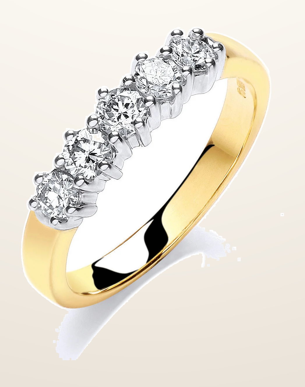 IT_ROLE:detail_crop | 9ct Yellow Gold 0.50ct 5 Stone Diamond Eternity Ring