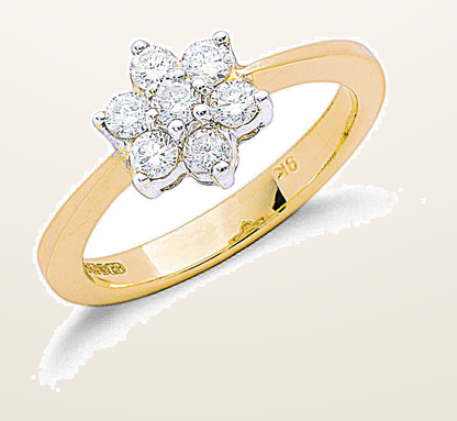 IT_ROLE:detail_crop | 9ct Yellow Gold 0.50ctw Diamond Flower / Cluster Ring