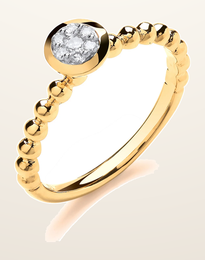 IT_ROLE:detail_crop | 9ct Yellow Gold 0.10ct Fancy Beaded Shank Ring