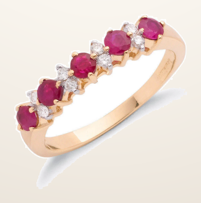 IT_ROLE:detail_crop | 9ct Yellow Gold 0.12ct Diamond & 0.65ct Ruby Eternity Ring