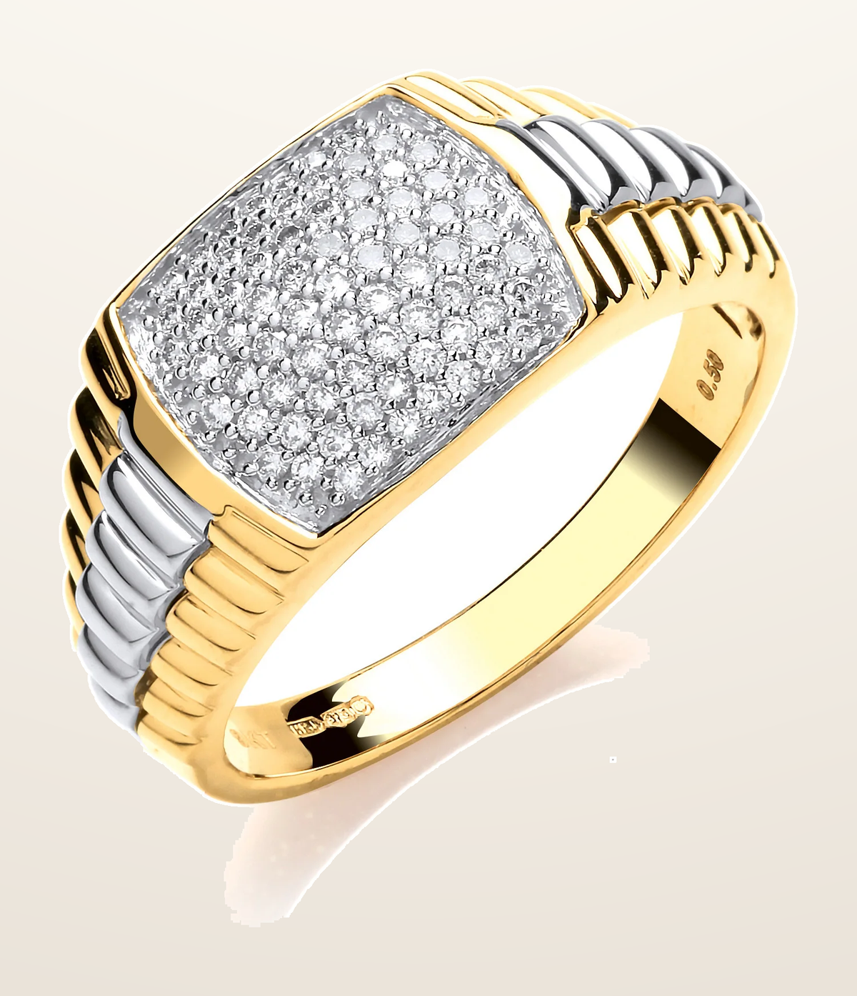IT_ROLE:detail_crop | 9ct Yellow Gold 0.50ct Fancy Link Gents Diamond Ring