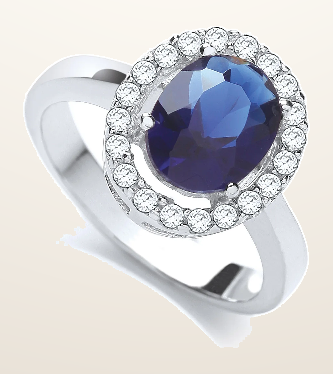 IT_ROLE:detail_crop | Blue Oval Cubic Zirconia Cluster Ring