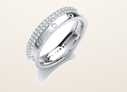 IT_ROLE:detail_crop | Double row Micro Pave Cubic Zirconia Fancy Silver Ring