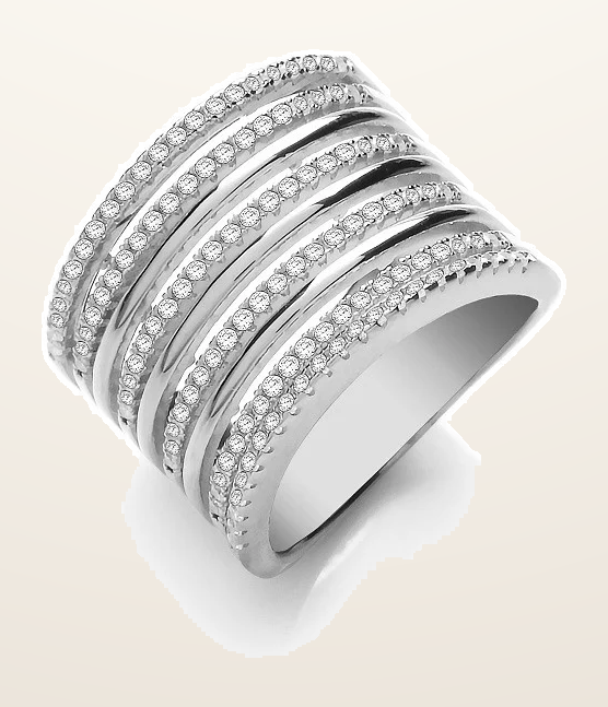 IT_ROLE:detail_crop | Micro Pave 9 Rows, Silver Ladies Ring