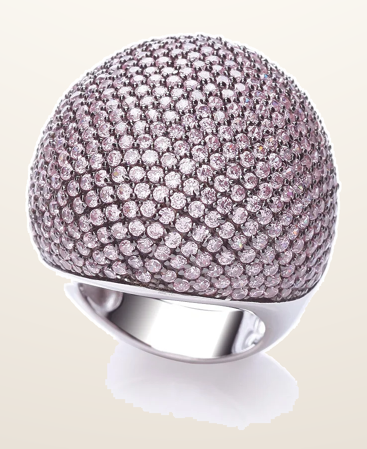 IT_ROLE:detail_crop | Micro Pave' Big Cocktail Ring 503 Pink Cubic Zirconia