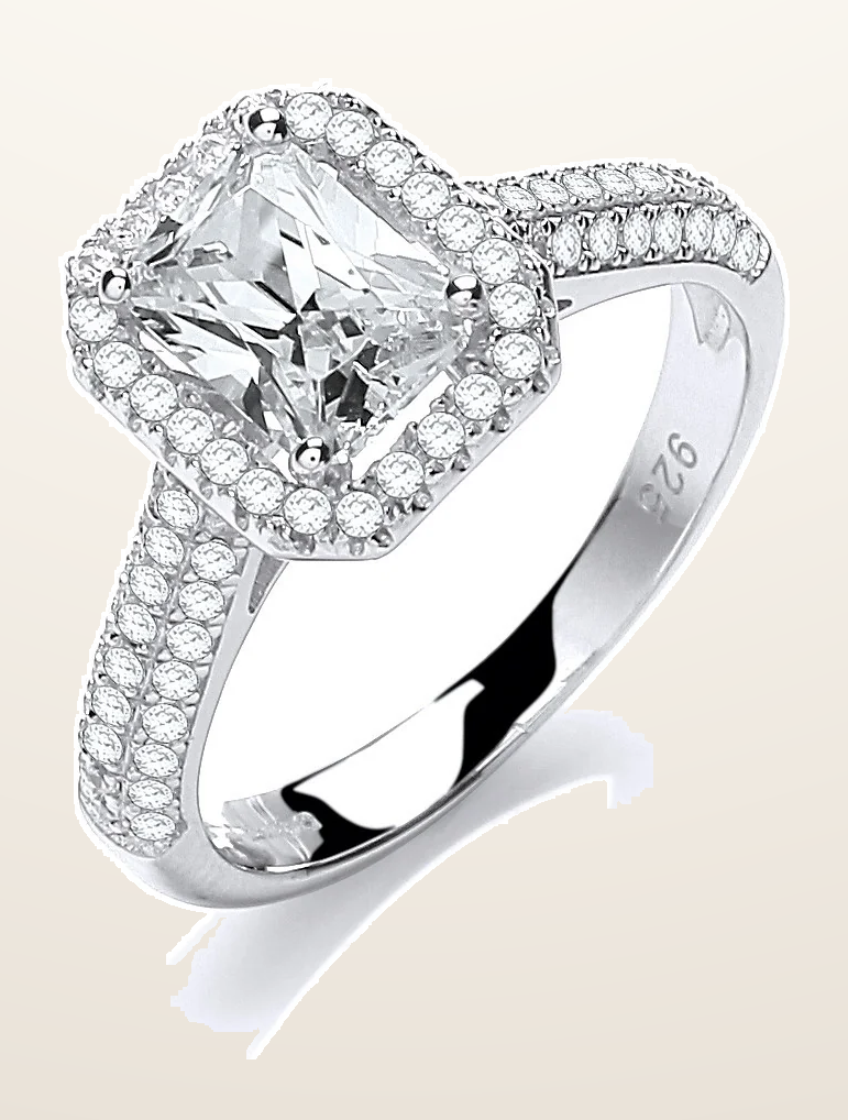 IT_ROLE:detail_crop | Micro Pave' Emerald Cut Centre with Shoulder Cubic Zirconia's Ring