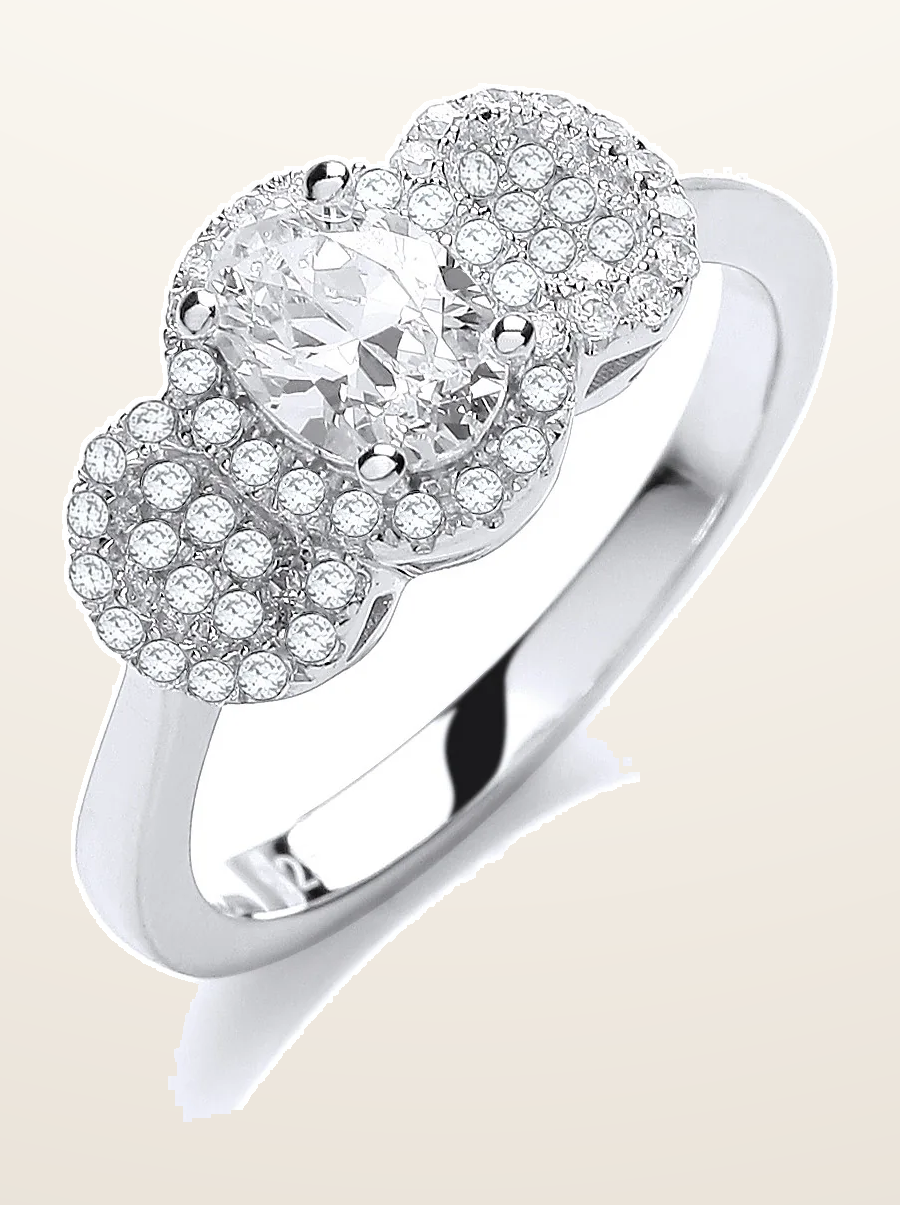 IT_ROLE:detail_crop | Micro Pave' Trilogy with Centre Cubic Zirconia Ring