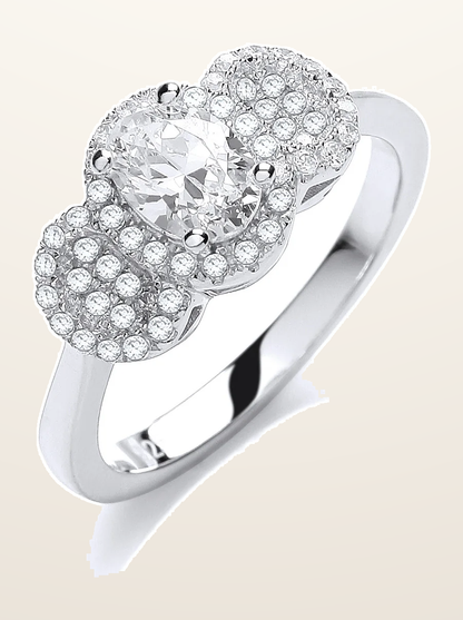 IT_ROLE:detail_crop | Micro Pave' Trilogy with Centre Cubic Zirconia Ring