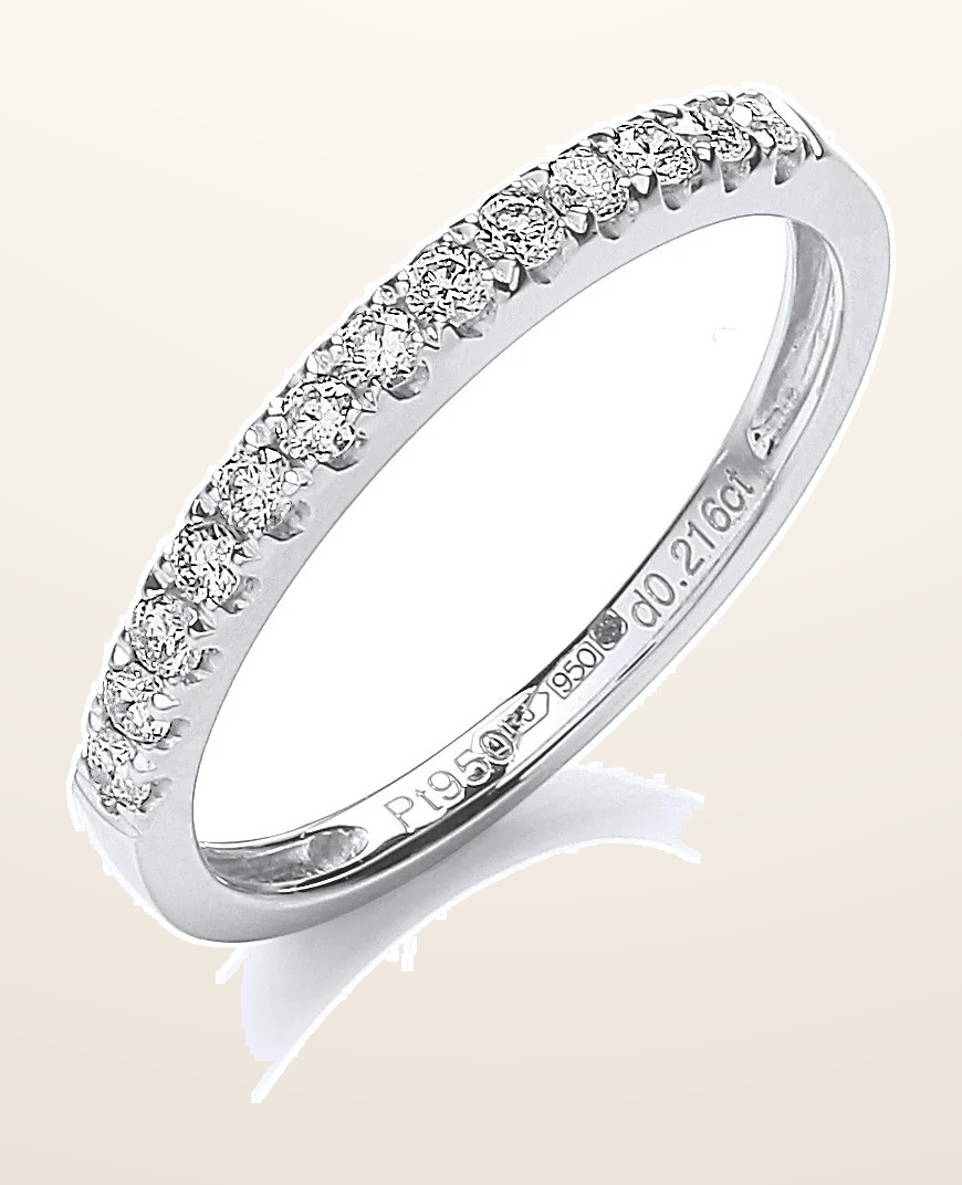 IT_ROLE:detail_crop | Platinum 0.20ct G/H-Si Half Eternity Diamond Ring