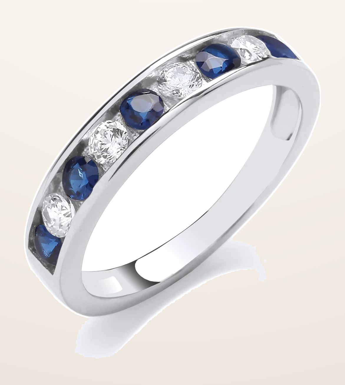 IT_ROLE:detail_crop | Sapphire Blue & Clear Cubic Zirconia Half ET Silver Ring