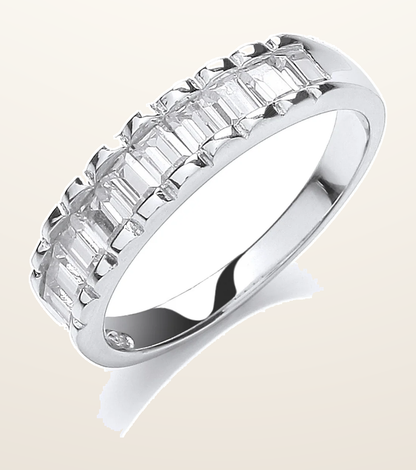 IT_ROLE:detail_crop | Silver 10 Baguettes Cubic Zirconia Half ET Ring