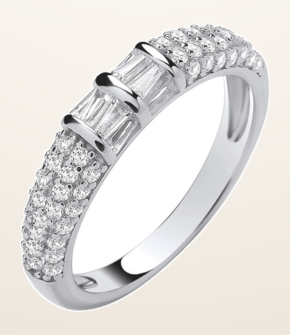 IT_ROLE:detail_crop | Silver Baguettes & Round Cubic Zirconias Half ET Band