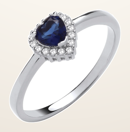 IT_ROLE:detail_crop | Silver Blue Cubic Zirconia Heart Ring