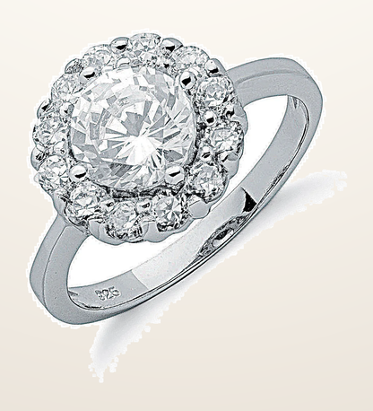 IT_ROLE:detail_crop | Silver Claw Set Cubic Zirconia Cluster Ring