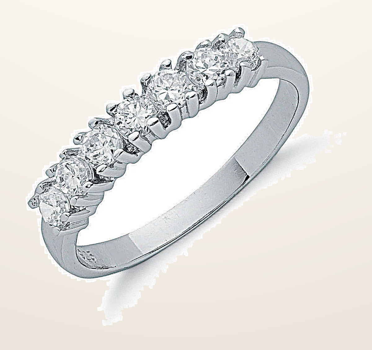 IT_ROLE:detail_crop | Silver Claw Set Cubic Zirconia Half Eternity Ring