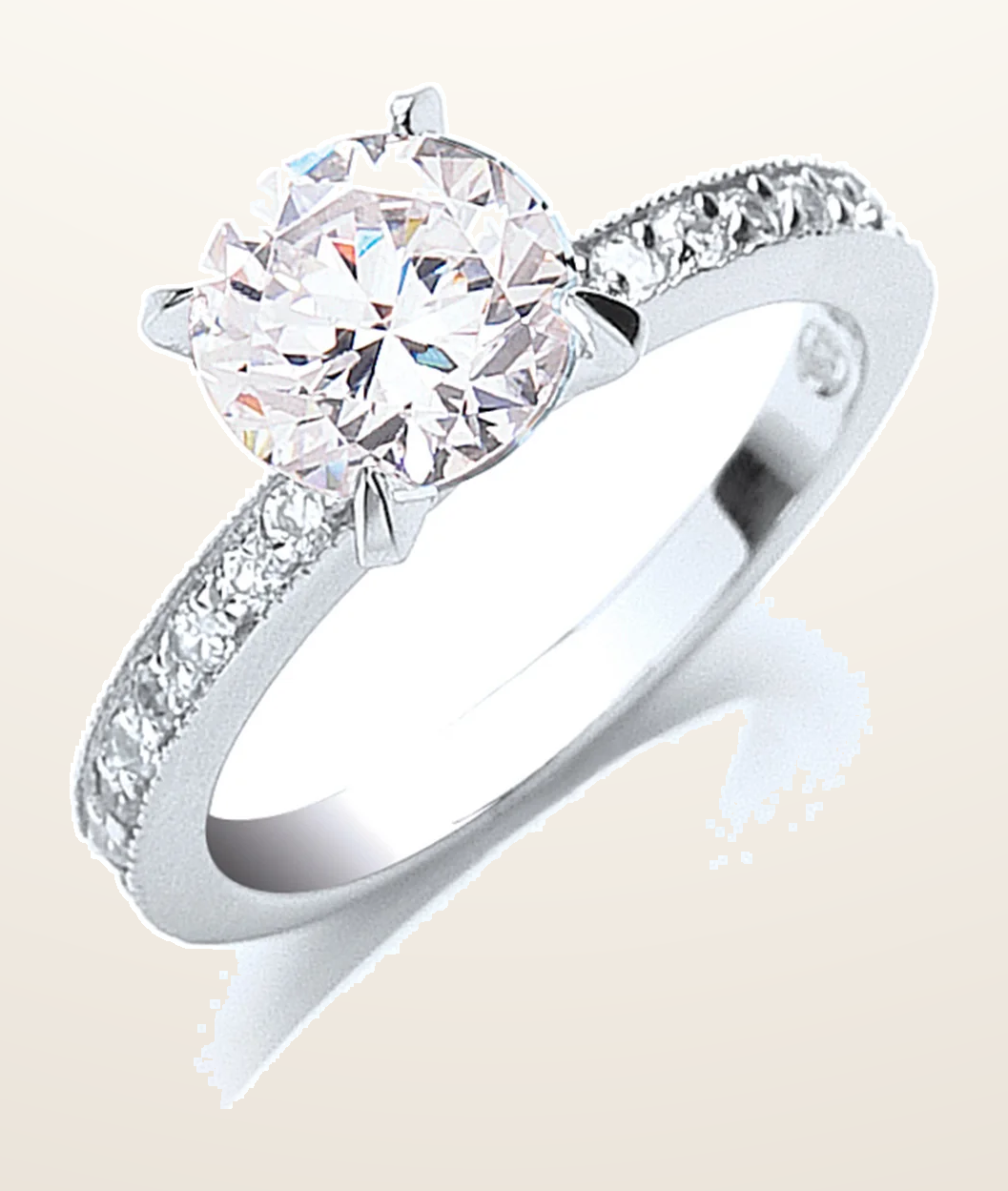IT_ROLE:detail_crop | Silver Claw Set Cubic Zirconia Solitaire Ring