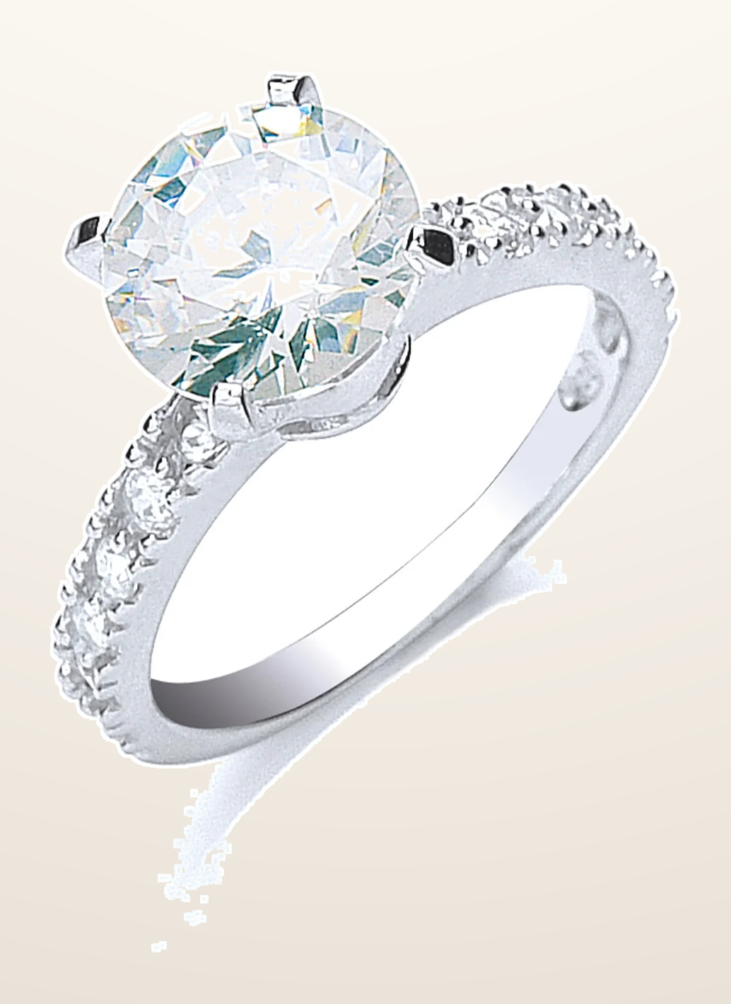 IT_ROLE:detail_crop | Silver Claw Set Cubic Zirconia Solitaire Ring