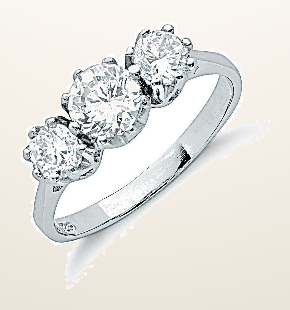 IT_ROLE:detail_crop | Silver Claw Set Cubic Zirconia Trilogy Ring