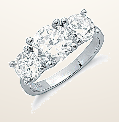 IT_ROLE:detail_crop | Silver Claw Set Cubic Zirconia Trilogy Ring