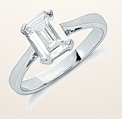 IT_ROLE:detail_crop | Silver Claw Set Emerald Cut Cubic Zirconia Solitaire Ring