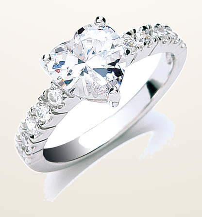 IT_ROLE:detail_crop | Silver Claw Set Heart Cubic Zirconia Solitaire Ring