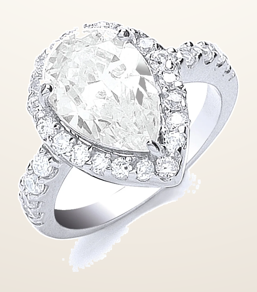 IT_ROLE:detail_crop | Silver Claw Set Pear Shape Centre Cubic Zirconia Ring