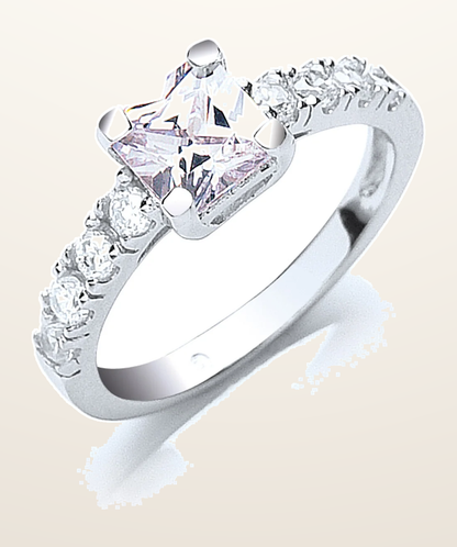 IT_ROLE:detail_crop | Silver Claw Set Princess Cut Cubic Zirconia Solitaire Ring