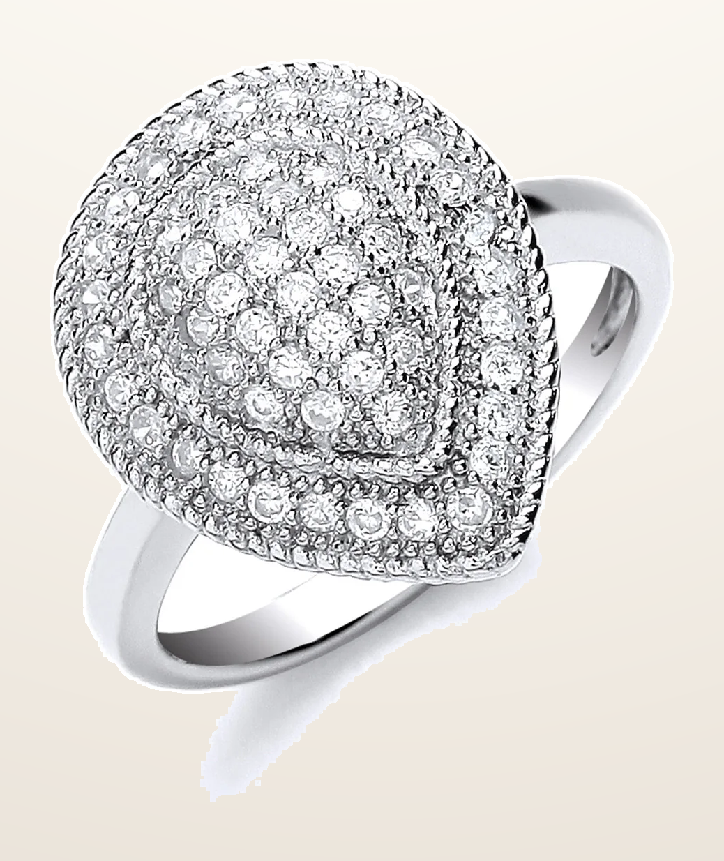 IT_ROLE:detail_crop | Silver Cluster Teardrop Shape Cubic Zirconia's Ring