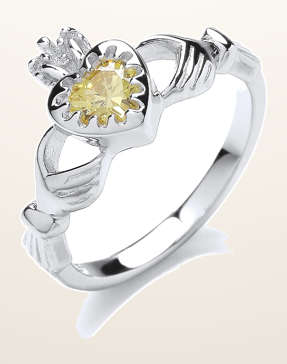 IT_ROLE:detail_crop | Silver Cubic Zirconia Claddagh Ring
